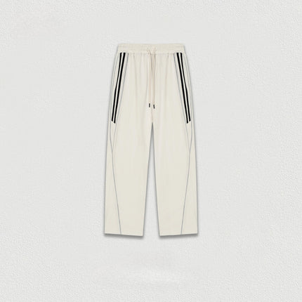Custom LOGO Men's Autumn 365G Reflective Striped Sports Cardigan Sweater Casual Straight Sweatpants Couple Two-piece Set