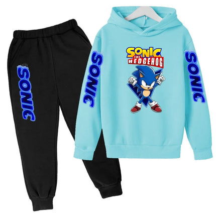 Kids New Supersonic Clothing Jogging Blue Sweatshirt Top Coat+Pants Two-piece Hoodie Boys Girls3-12Yrs Clothes Casual Sports Set