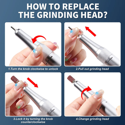 45000RPM Professional Electric Nail Drill Rechargeable Electric Portable Nail Sander File Low Noise for Manicure Salon