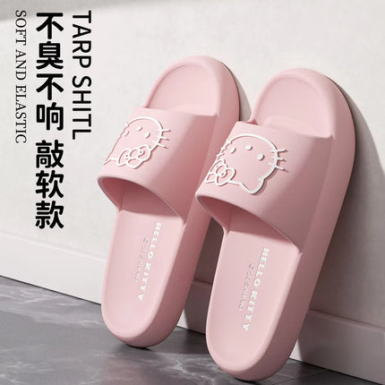 Hello Kitty Fashion Slippers, Non-Slip Thick-Soled Platform Sandals, Closed-Toe Mesh Shoes, Ideal for Home and Travel