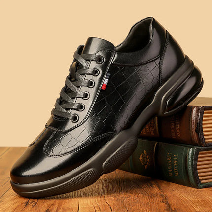 New Men Cow Leather Casual Sport Shoes Fashion Comfortable Chunky Sneakers