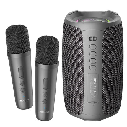 Zealot_S61 Karaoke Machine Portable Bluetooth Speaker with 1-2 Wireless Microphones Bluetooth 5.3 Home Family Singing Gifts