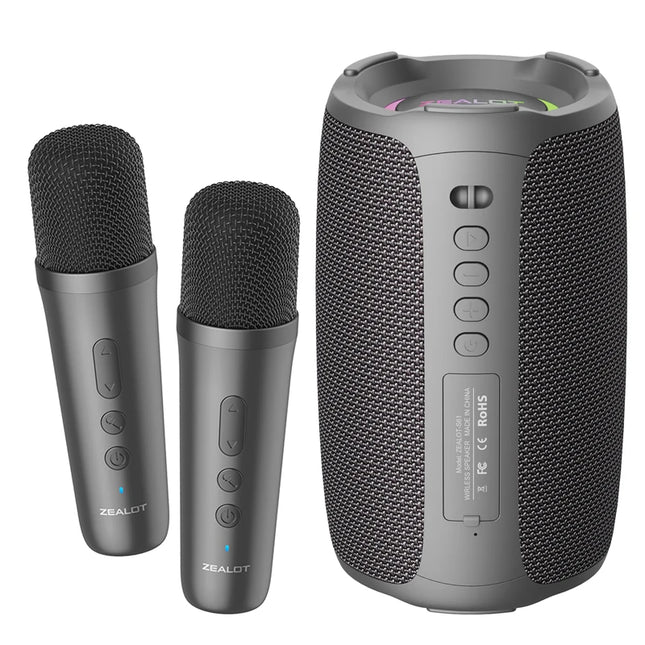 Zealot_S61 Karaoke-Maschine Tragbarer Bluetooth-Lautsprecher mit 1-2 kabellosen Mikrofonen Bluetooth 5.3 Heim-Familien-Gesangsgeschenke