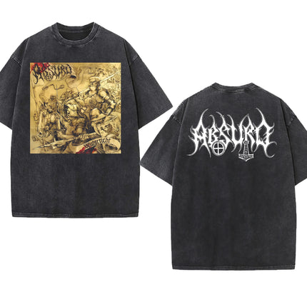 Black Metal Absurd Washed T Shirt Band Gothic Gift Mens Clothing Graphic Vintage Hip Hop T-shirt Streetwear Tees Short Sleeve