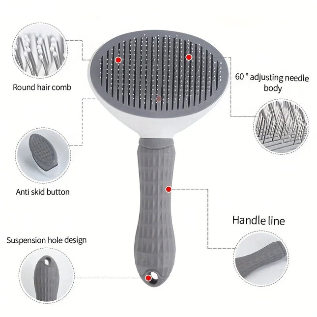 One-click Pet Hair Removal Comb For Effortless Grooming Of Dogs And Cats - Float Hair Removal Slicker Brush With - product im