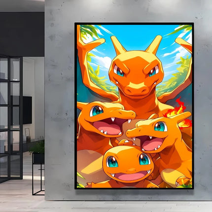 Japanese Anime Canvas Paintings Pokemon Pikachu Poster Cartoon Character Picture Bright and Clear Colors High Quality Home Decor
