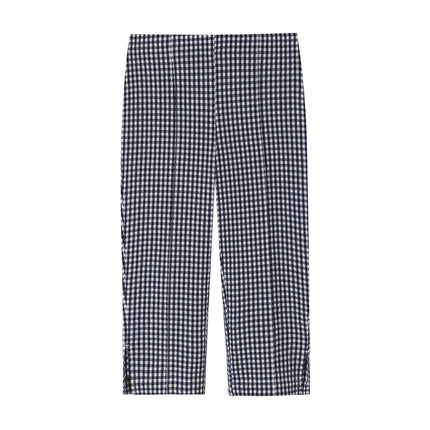 KONDALA Chic Fashion 2026 Casual Women Plaid Suit Summer Buttons Short Blazer+ Zipper Straight Long Pants Female Elegant Suits
