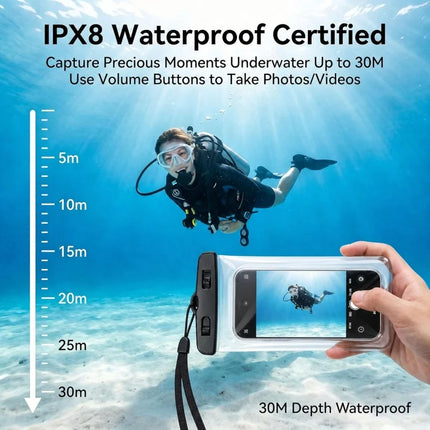 Waterproof Phone Pouch,Floatable Waterproof Phone Pouch with Touchscreen,Universal IPX8 Waterproof Cell Phone Case,Underwater Photography,for Swimming,Rafting,Diving,for All Models