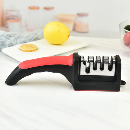 Kitchen 4Segment Knife Sharpener Household Multi-functional Hand-held Three-purpose Black Sharpening Stone - product image fr