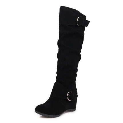 Big size 43 High Quality Wasteland Vintage Brown Maillard style Boots Retro Black Height increased Shoes Women Knee High Boots