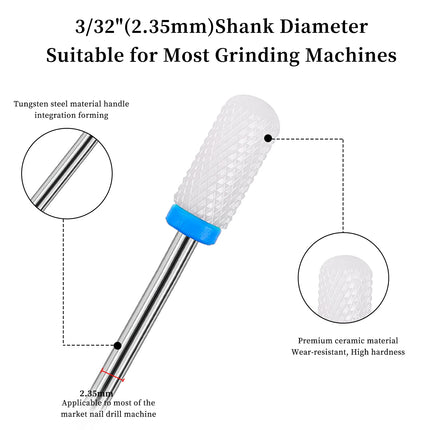 6pcs Ceramic Grinding Head Set Cuticle Polishing Drill Bits Suitable for Dremel Rotary Power Tools Dremel Nail Accessories Tools