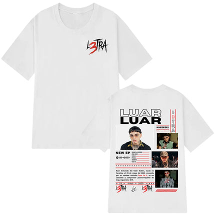 Rapper Luar La L 2025 Album L3TRA T Shirts Men's Women Hip Hop Fashion Short Sleeve T-shirts Cotton Oversized Streetwear T-shirt