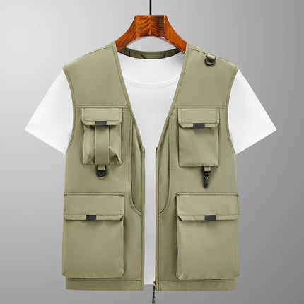 6xl Big Size Multi-Pocket Vest Men Women Outdoor Sporting Fishing Vest Photography Work Clothes 5xl 4xl Casual Cargo Vest Jacket