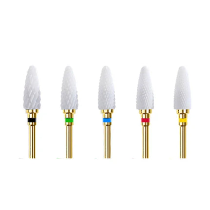 5 PCS Ceramics Nail Drill Bits Conical Tip For Manicure Drill Rotating Polishing Machine Cutter Remove Gel Acrylic Accessories