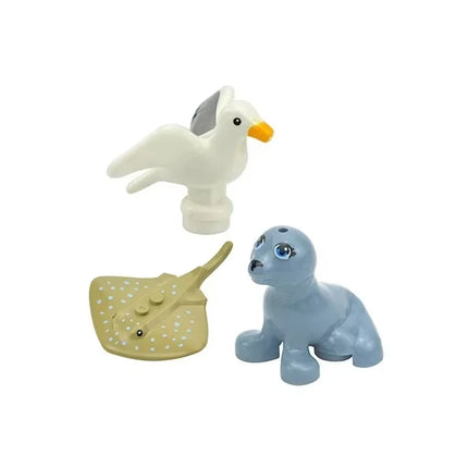 MOC Animal Scene Building Blocks Cats Dogs Sheep Pigs Chickens Eagle Parrots Dolphin Zoo Fram Accessories DIY Toys Bricks T14