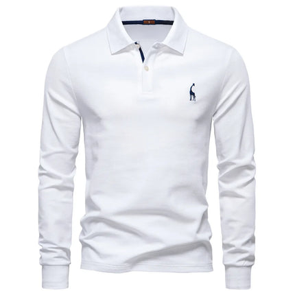 2025 Autumn Polo Shirt Men Embroidery Long Sleeve Cotton Rich Blend Breathable Polos Solid Color Business Golf Polo Shirts Male