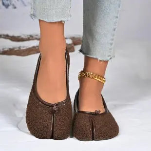 Fashion Soft Leather Split Toe Women Tabi Ballet Flats Spring Autumn Comfortable Walking Lazy Loafers Casual Girls Dance Shoes