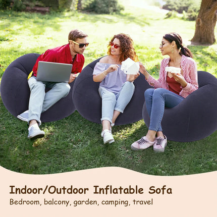 Lazy Inflatable Sofa Portable Foldable Pvc Flocking Single-Person Inflatable Sofa Lounger Seat for Outdoor Camping