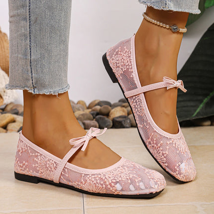 Fashionable Best Selling New Comfortable Large Size Women's Shoes Spring/ Summer Elegant Square Toe Sexy Mesh Ballet Flat Shoes