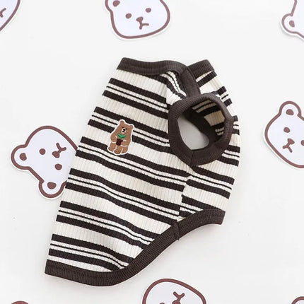 Striped Cat Shirts Stretchy Cat Clothes for Cats Sleeveless Stretchy Puppy Kitten T Shirts Pet Vest Soft Breathable Cat Tank Top