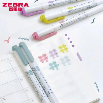 New Zebra Mildliner Highlighter Pastel Full Set 5 Colors Set Marker Pen Double Ended Art Stationery Supply for Drawing Painting