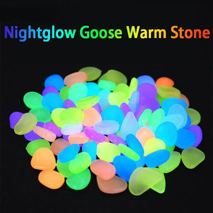 100Pcs Glow in The Dark Garden Pebbles for Sidewalk Garden Terrace Lawn Garden Patio Fish Tank Aquarium Decoration Glow Stone