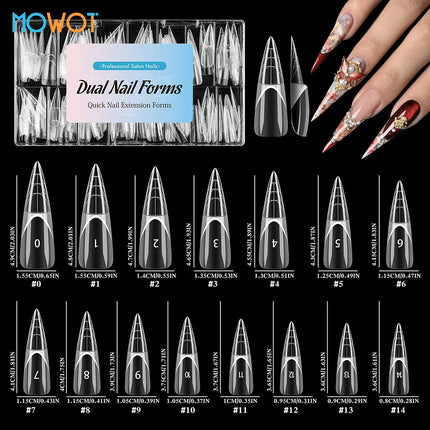MOWOT 150pcs Space Nail Dual Forms Stiletto Almond Smart French Line Acrylic Extension Nail Forms 15 - product image 9