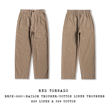 Red Tornado Linen Cotton Casual Pants Summer Men's Lightweight Breathable Leisure Trousers Loose Fit