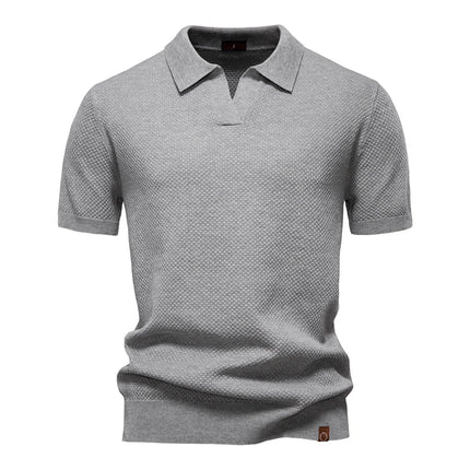 AIOPESON Men's Summer Breathable Polo Shirt Short Sleeve Solid Color Casual Polo Shirts for Men Lightweight Stretch Polo ﻿