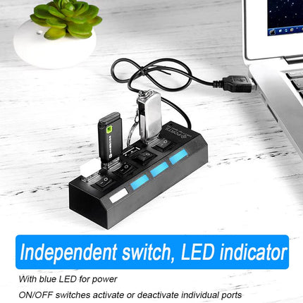 High Speed 4/7 Ports USB HUB 2.0 Adapter Expander Multi USB Splitter Multiple Extender with LED Lamp Switch for PC - product