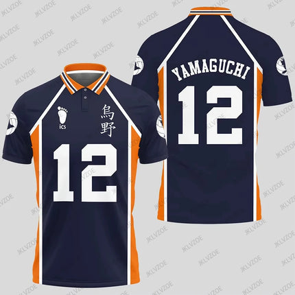 Haikyuu Hinata 10 Cosplay Polo Shirts Summer Shorts Sleeve Men Polos Volleyball Uniform Japan Sports Jerseys Kids Adult Tops
