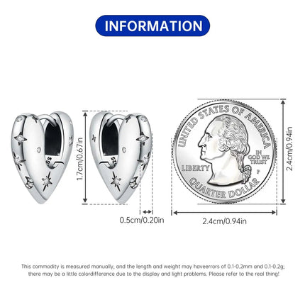 925 Sterling Silver Star Moon Heart Shape Earrings Jewelry Versatile Hoop Earrings For Women Jewelry Fine Birthday Party Gifts