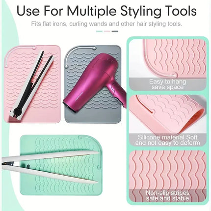 New Plus Size Silicone Heat Resistant Mat Portable Travel Hot Tools Pad Cover for Curling Iron, Flat Iron Hair Straightener