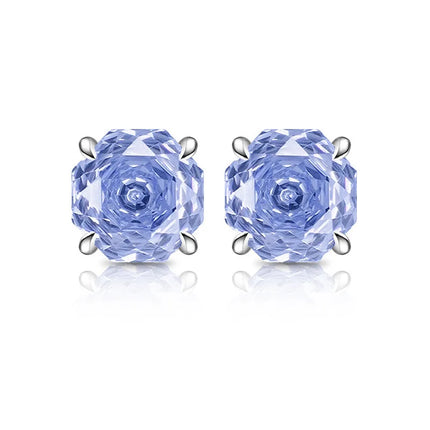 925 Sterling Silver Stylish Octagon Crystal Zircon Millennium Rose Cut Earrings Birthday Anniversary Wedding Party Gift