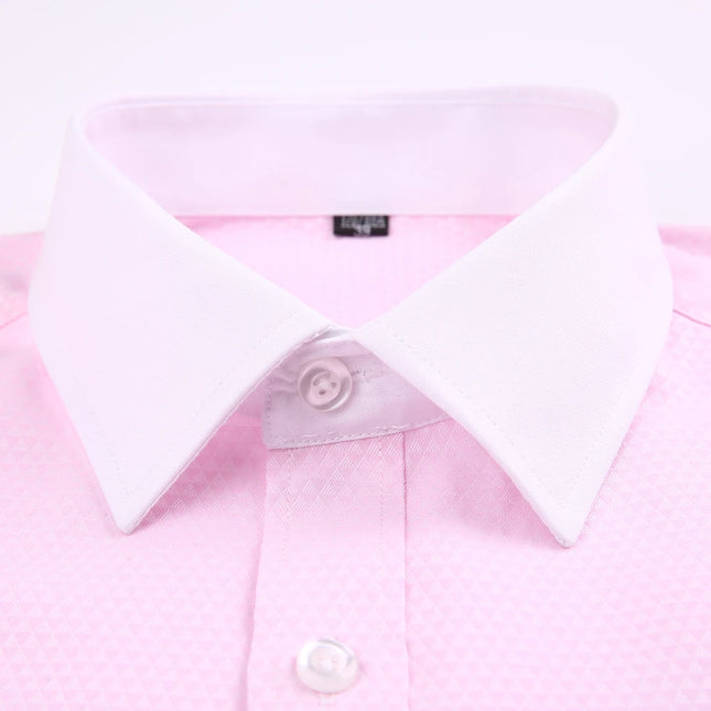 Herrenhemden Spreizkragen Französische Manschetten Langarm Business Formal Herrenhochzeitshemden Regular Fit Manschettenknöpfe Hemd
