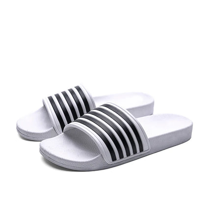 New Men's Slippers Black And White Striped Soft EVA Flip Flops Couple 38-50 House Sandals for Men Size 48 Summer Beach Slippers