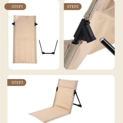 Outdoor Foldable Camping Chair Garden Park Single Lazy Reclining Chair Backrest Cushion Picnic Camping Folding Back Beach Chair