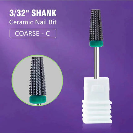 Black Ceramic Nail Drill Bit For Electric Drill Machine 3/32" Shank Milling Cutter Fast Remove Acrylic Or Hard Gel