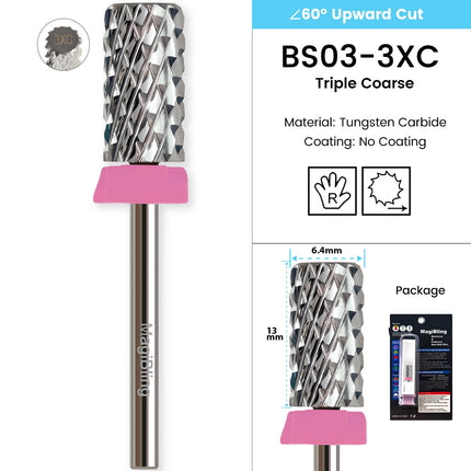 MagiBling Professional Nail Drill Bits Super Cut Carbide Nails Bit Cutter for Hard Acrylic Gel Removal Manicure Tools 3/32''