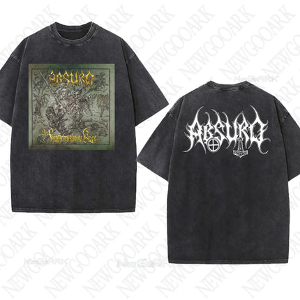 Black Metal Absurd Washed T Shirt Band Gothic Gift Mens Clothing Graphic Vintage Hip Hop T-shirt Streetwear Tees Short Sleeve