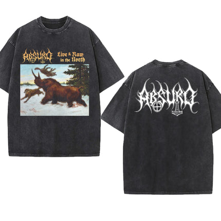 Black Metal Absurd Washed T Shirt Band Gothic Gift Mens Clothing Graphic Vintage Hip Hop T-shirt Streetwear Tees Short Sleeve