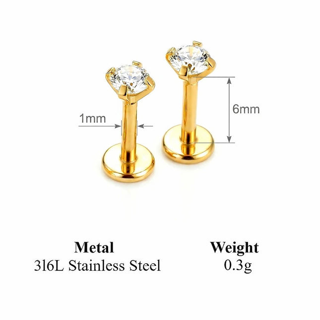 2/8PCS Stainless Steel Eearring Nose Stud Cartilage Piercing Jewelry Helix Tragus Lip Flat Back Tiny - product image 8