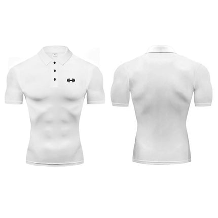 Compression Tight Trainning Exercise Shirts Summer Breathable Quick Dry Short Sleeve Polo Shirts Gym Bodybuilding Fitness Polos