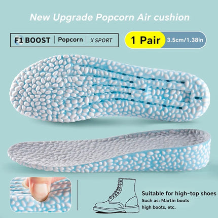 Heightening Running Insole for Shoes PU Popped Rice Particle Foam Super Elastic Insole Templates Feet Men Women