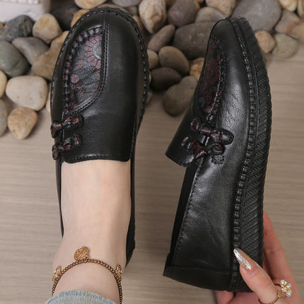 Women's Leather Flat Shoes, Spring and Autumn Women's Loafers, Single Classic Mom Shoes, Anti-Slip Comfortable and Free Shipping