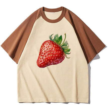 Strawberry t-shirts women elegant Tee girl Japanese graphic streetwear clothing