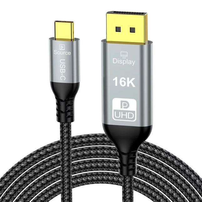 USB C Thunderbolt 5 to DisplayPort 2.1 16K Video 240W Charging Extension Cable 80Gbps Data Transfer 8K 60Hz