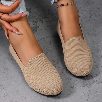 2026 Versatile Ultra-Light Women's Solid Color Knit Loafers, Lightweight Non-Slip Flat Casual Shoes.