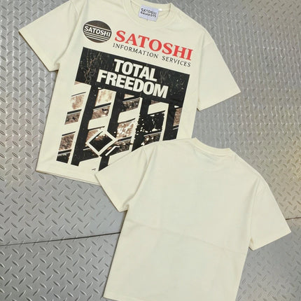 High Street Retro Hip-Hop Satoshi Nakamoto T Shirt Men Women Classic Letter Print Wash loose Casual plus size Short-Sleeve Tees