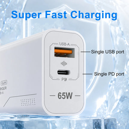 65W GaN USB-C Charger 2-Port Fast Charging Phone Charger Power Adapter For iPhone Samsung Xiaomi USB-C EU/US Plug - product i